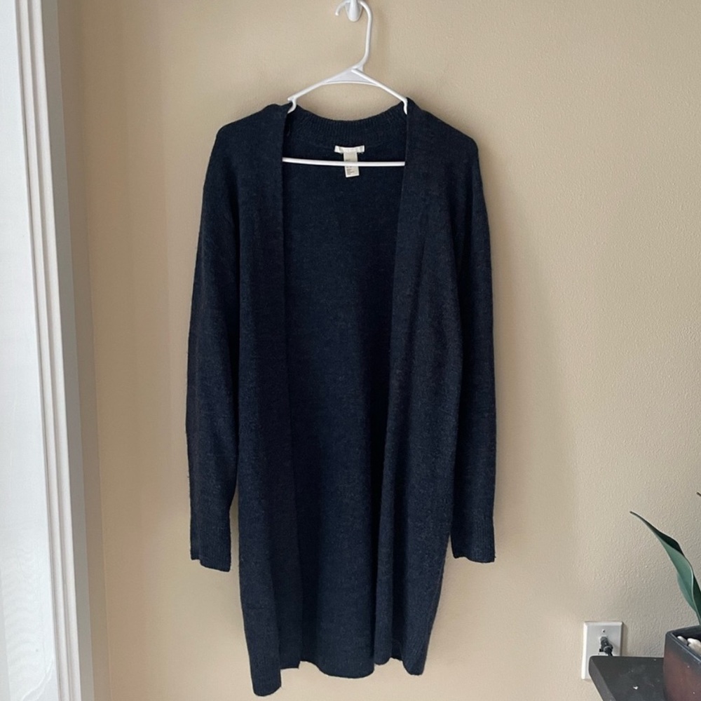 Fuzzy Navy Cardigan H&M